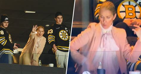 Celine Dion Attends Bruins Game With Her Sons, Delivers